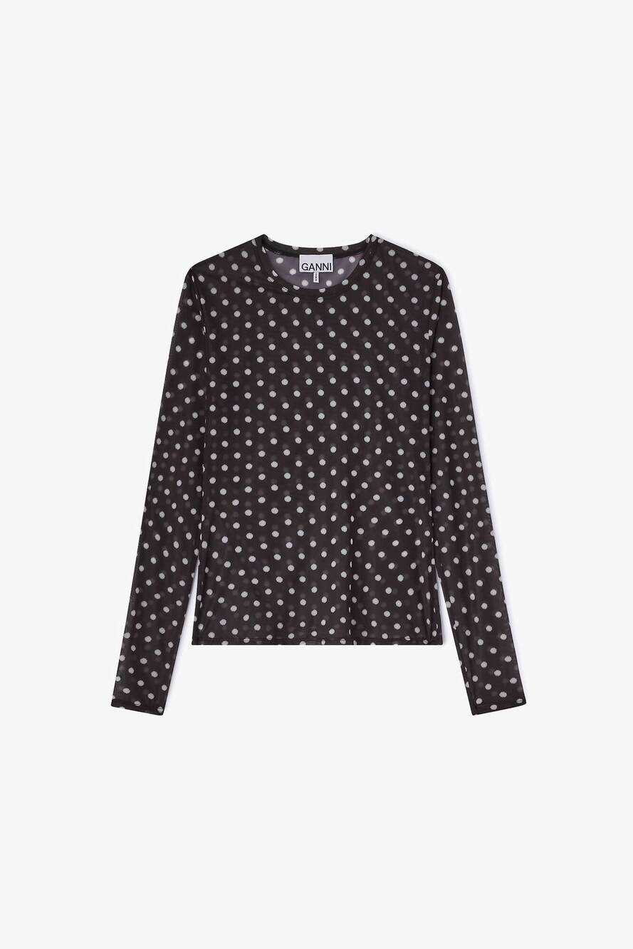 NEW GANNI women's jersey long sleeve top in black